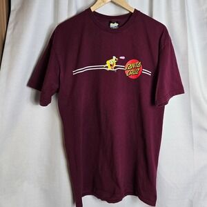 Santa Cruz Spongebob Squarepants T Shirt Mens Large Burgundy Nickelodeon Skate